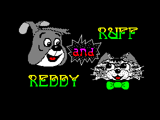 Ruff & Reddy in the Space Adventure title screen for ZX Spectrum